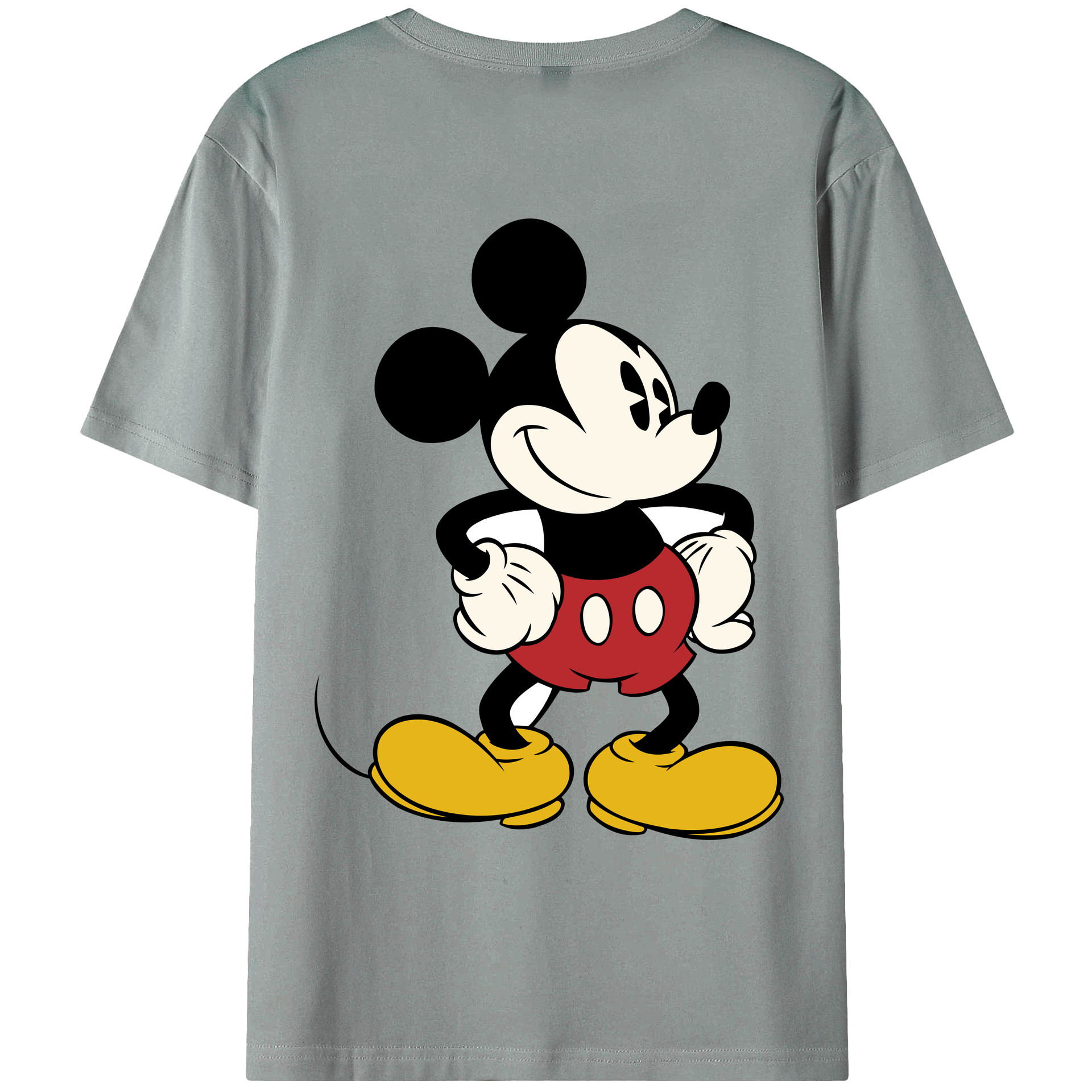 ミッキーマウス Mickey Mouse 綿100％ メンズ半袖Tシャツ（バックプリント） 通気性
